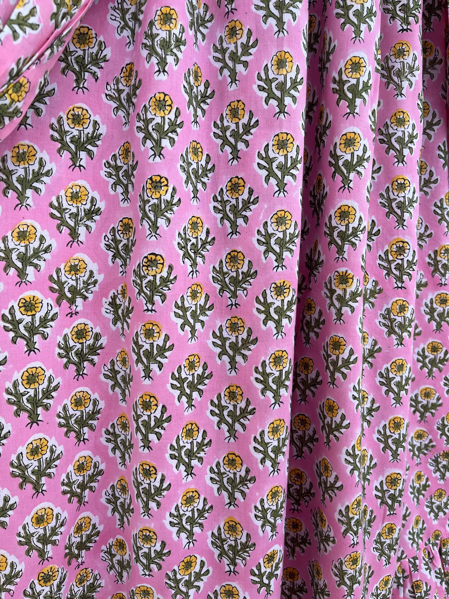 Pink Floral Cotton Maxi Dress - Boho Summer Long Dress