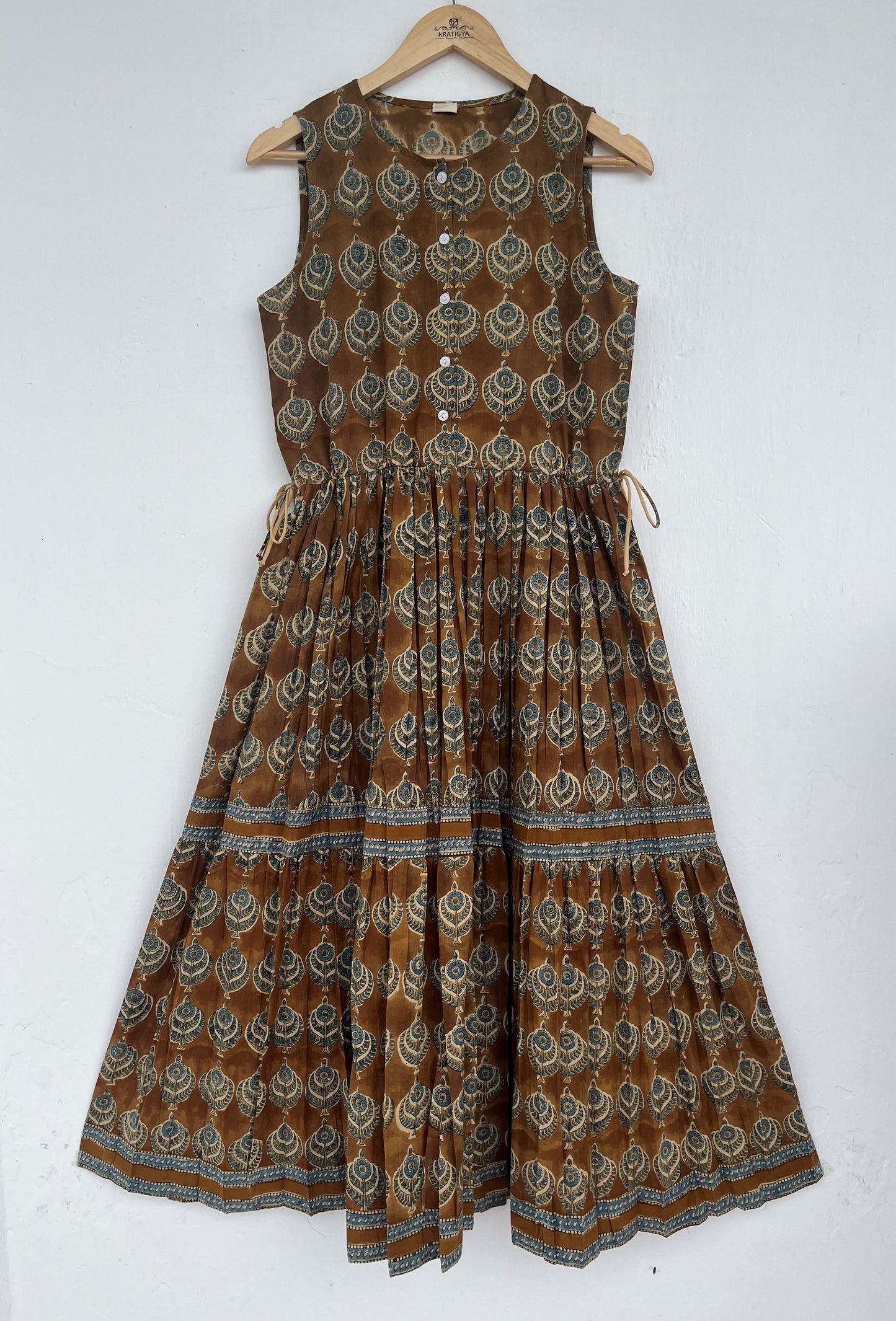 Sleeveless Boho Cotton Maxi Summer Dress - Button Up Tiered Long Dress