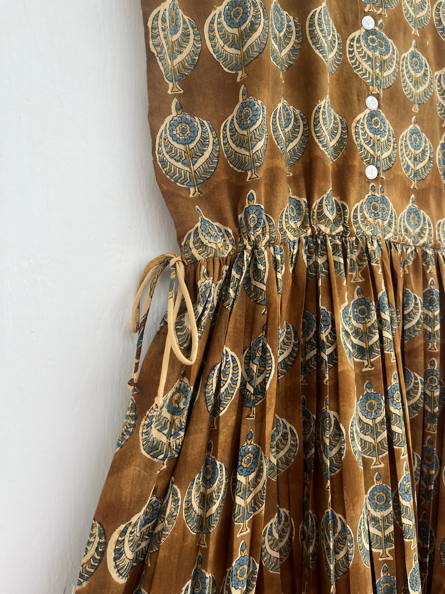 Sleeveless Boho Cotton Maxi Summer Dress - Button Up Tiered Long Dress