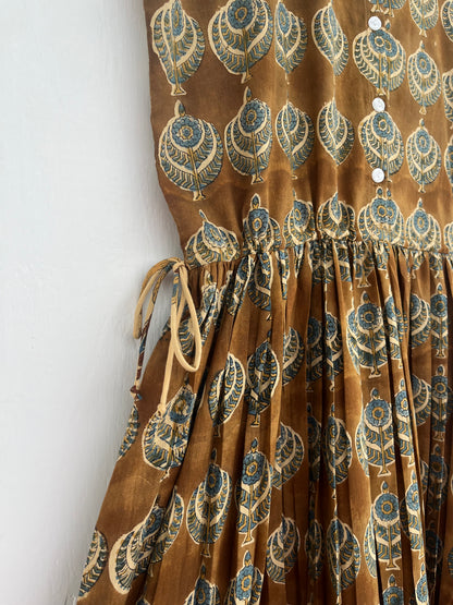 Sleeveless Boho Cotton Maxi Summer Dress - Button Up Tiered Long Dress