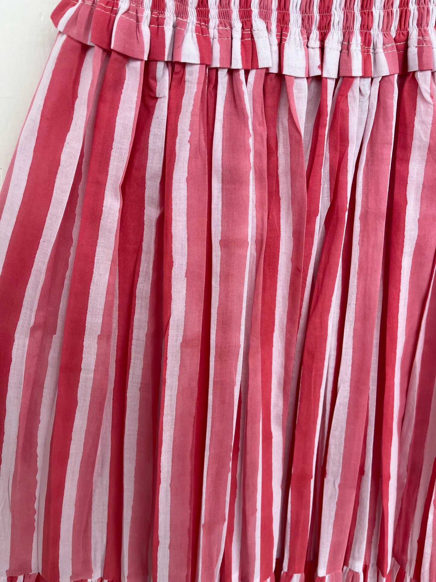 Smocked Bodice Sleeveless Tiered Summer Dress - Striped Cotton Maxi Dress