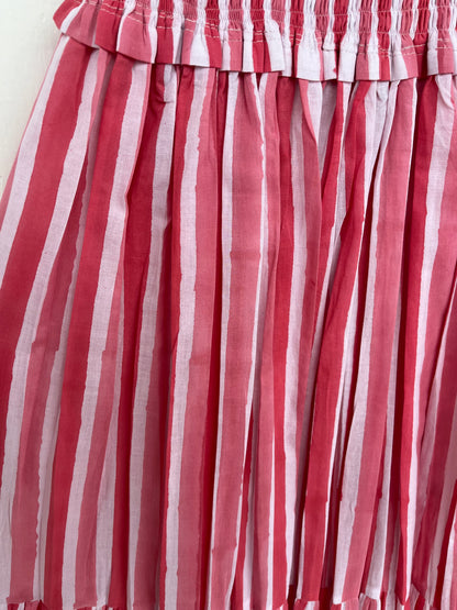 Smocked Bodice Sleeveless Tiered Summer Dress - Striped Cotton Maxi Dress