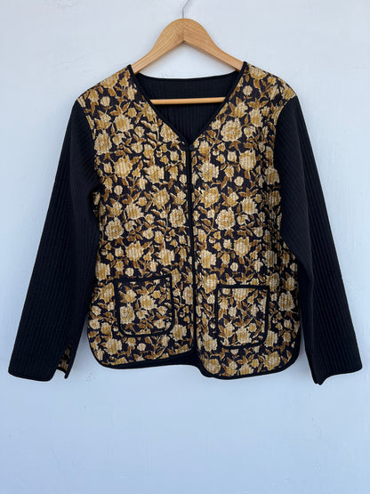 Quilted Floral Cotton Jacket | Vintage Style Boho Fall Jacket