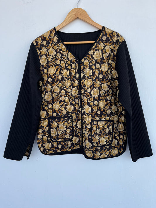 Quilted Floral Cotton Jacket | Vintage Style Boho Fall Jacket