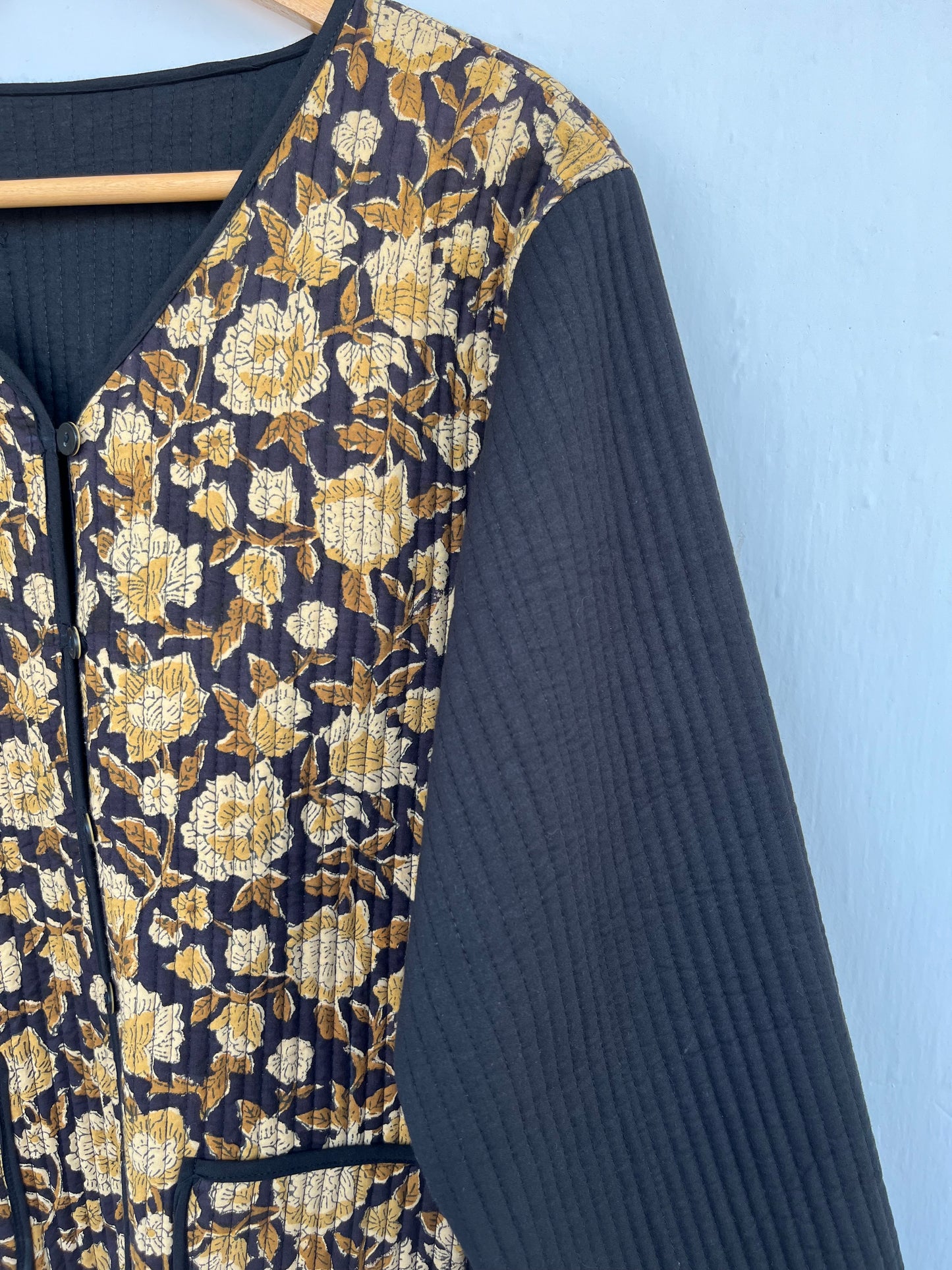 Quilted Floral Cotton Jacket | Vintage Style Boho Fall Jacket