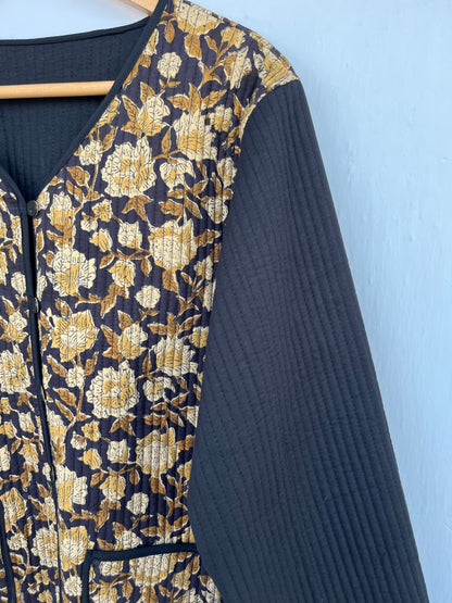 Quilted Floral Cotton Jacket | Vintage Style Boho Fall Jacket