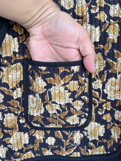 Quilted Floral Cotton Jacket | Vintage Style Boho Fall Jacket