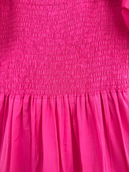 Hot Pink Summer Cotton Tiered Boho Maxi Dress