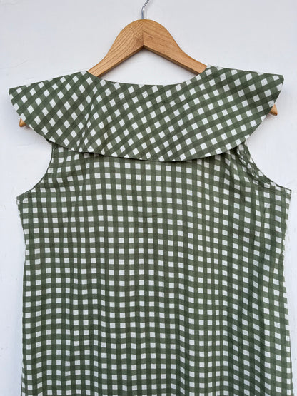 Sleeveless Button Front Summer Cotton Dress | Retro Gingham Short Dress | Boho Beachwear