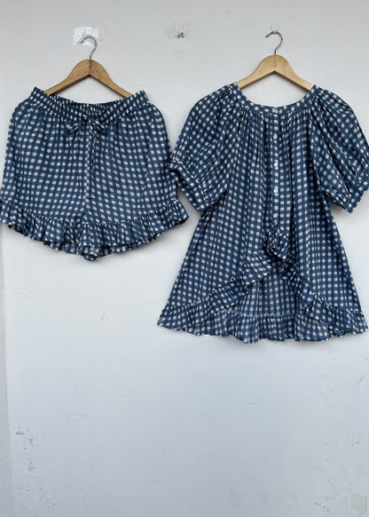 Women Co-Ord Set | Blouse and Shorts Set | Summer Lounge Cotton Set