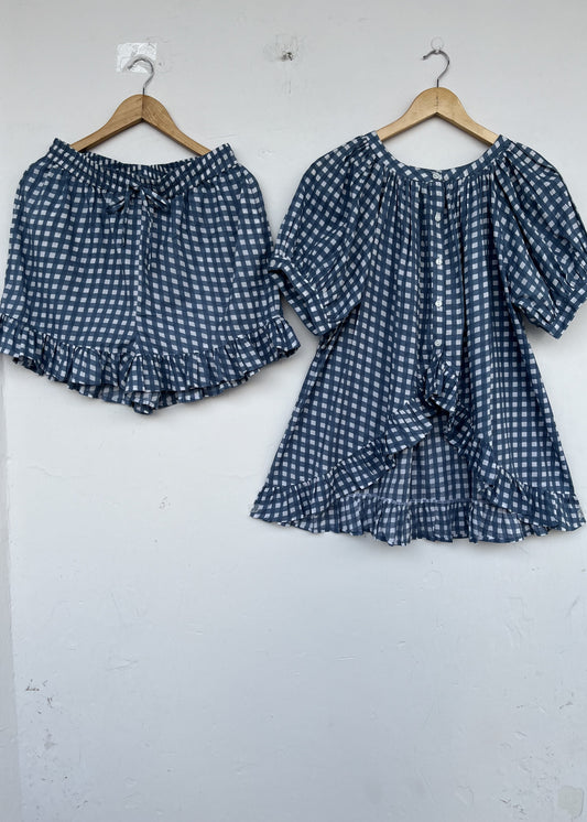 Women Co-Ord Set | Blouse and Shorts Set | Summer Lounge Cotton Set