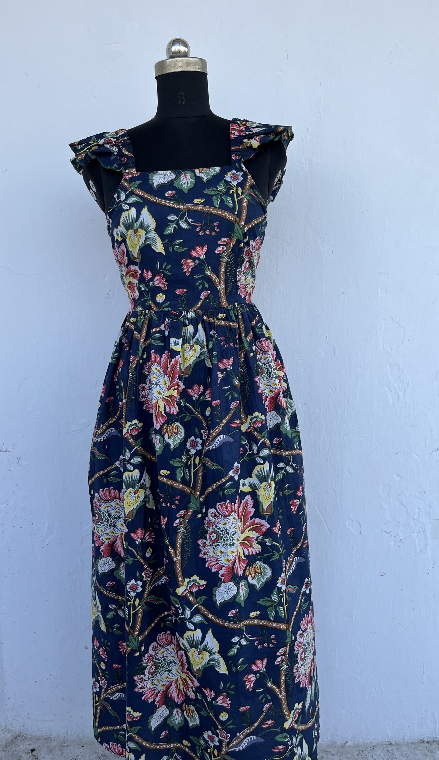 Casual Vacation Floral Cotton Dress | Boho Vintage Maxi Dress | Women's Summer Wear