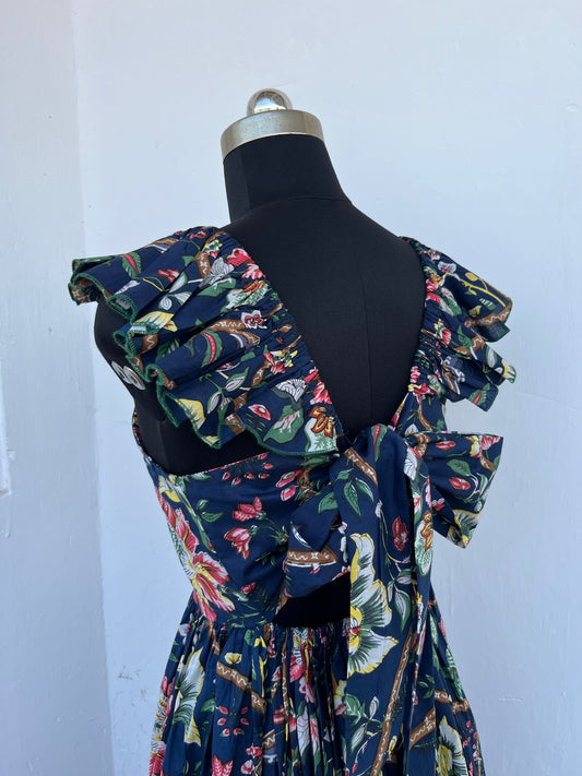 Casual Vacation Floral Cotton Dress | Boho Vintage Maxi Dress | Women's Summer Wear