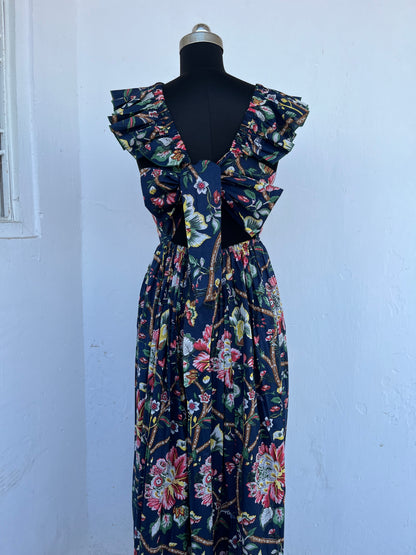 Casual Vacation Floral Cotton Dress | Boho Vintage Maxi Dress | Women's Summer Wear