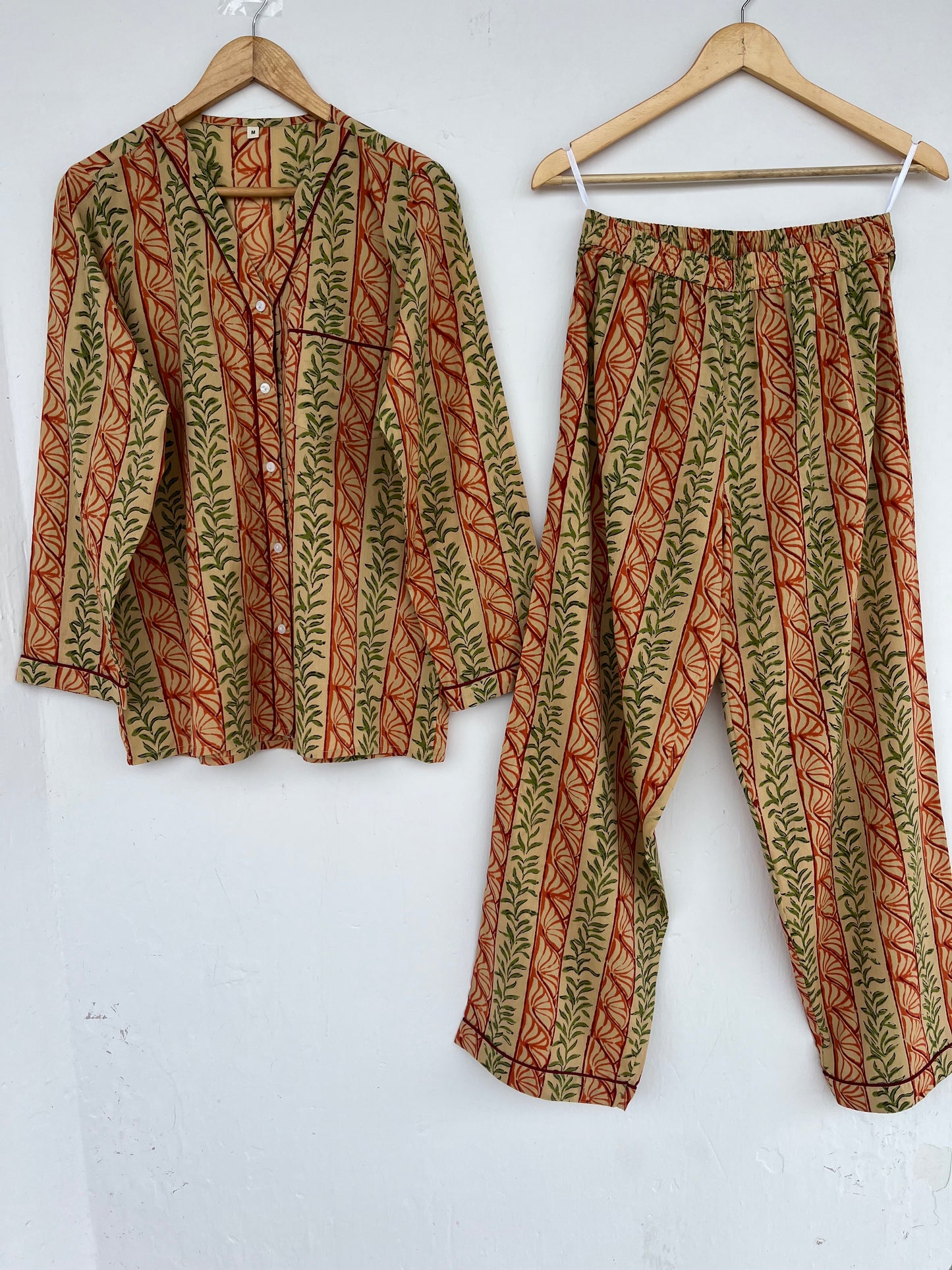 Hand Block Printed Pajama Set | Summer Cotton Vacation Lounge Set | Resort Wear