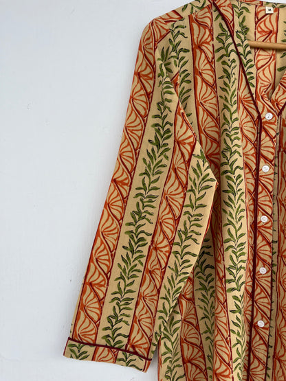 Hand Block Printed Pajama Set | Summer Cotton Vacation Lounge Set | Resort Wear