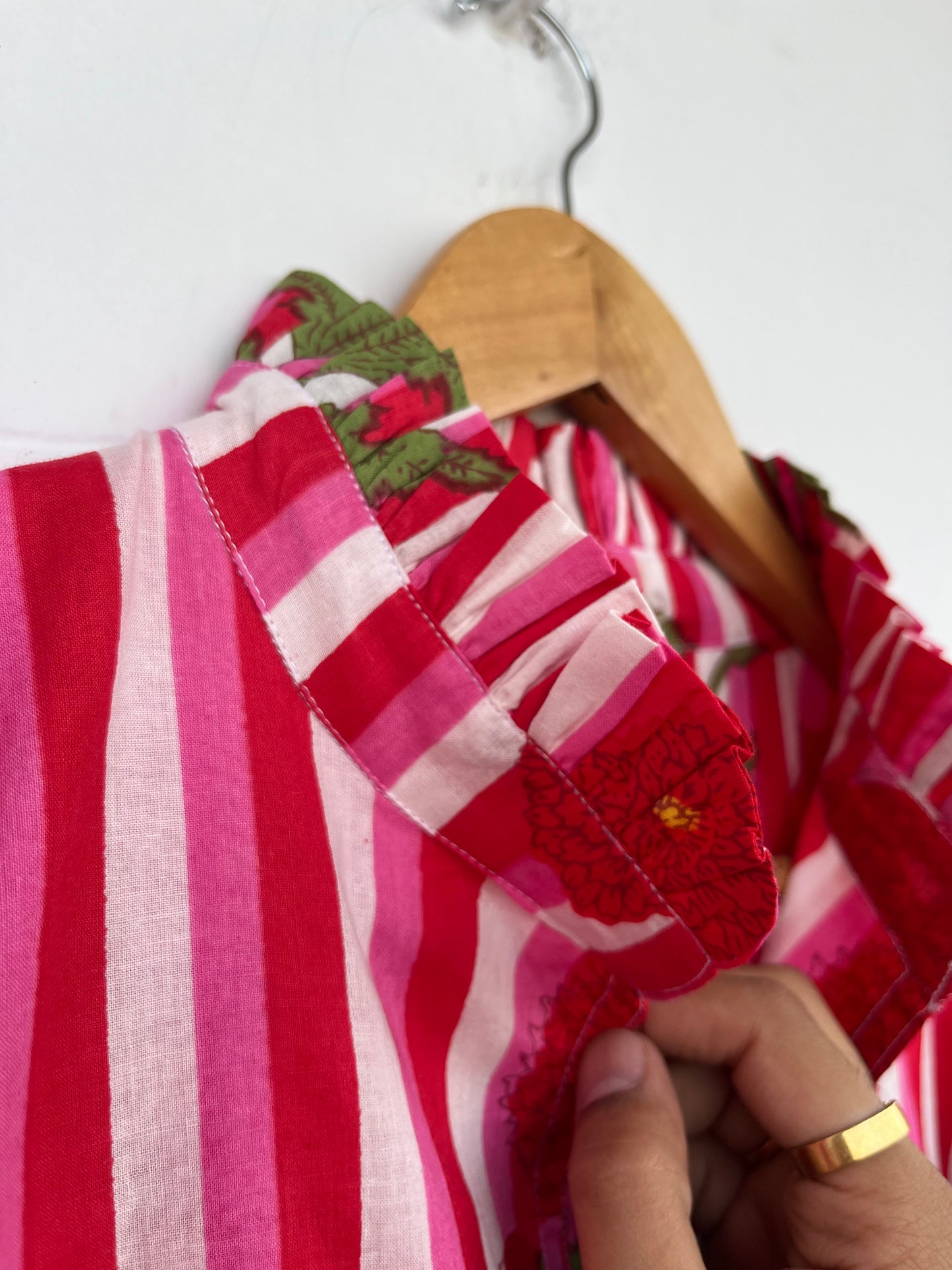 Red Floral Loose Fit Summer Dress | Womens Boho Dress | Handmade Picnic Dress