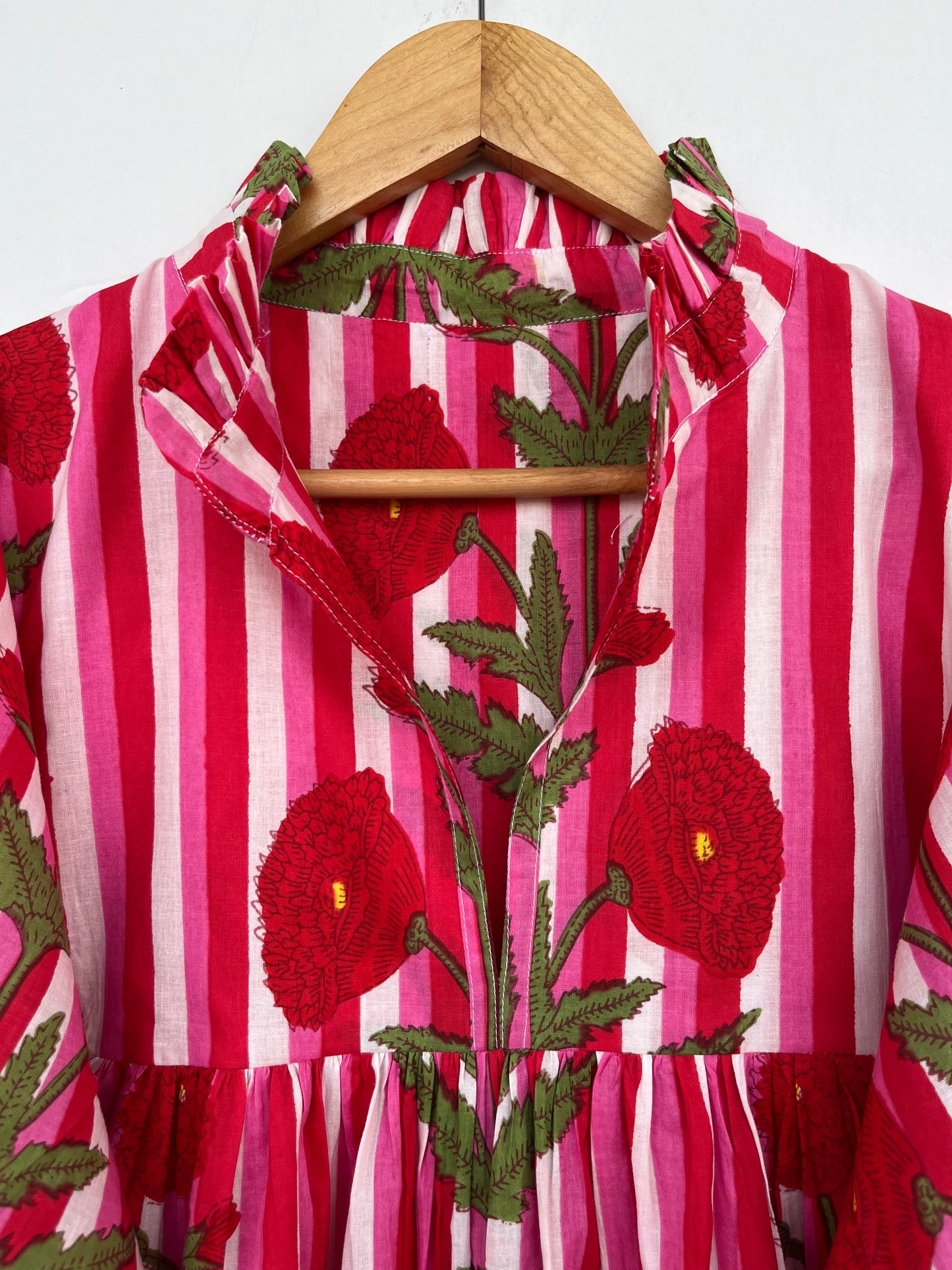 Red Floral Loose Fit Summer Dress | Womens Boho Dress | Handmade Picnic Dress