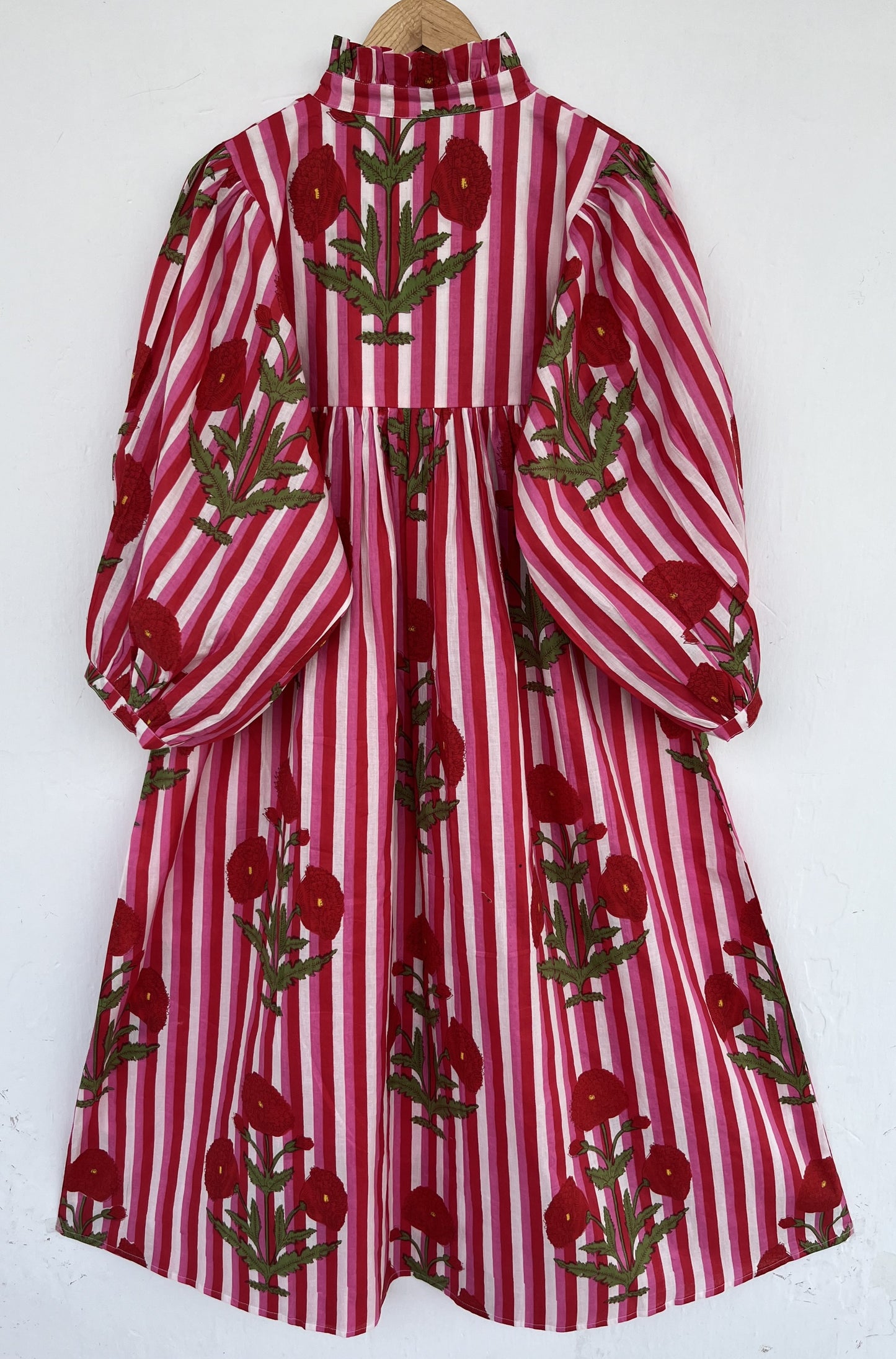 Red Floral Loose Fit Summer Dress | Womens Boho Dress | Handmade Picnic Dress