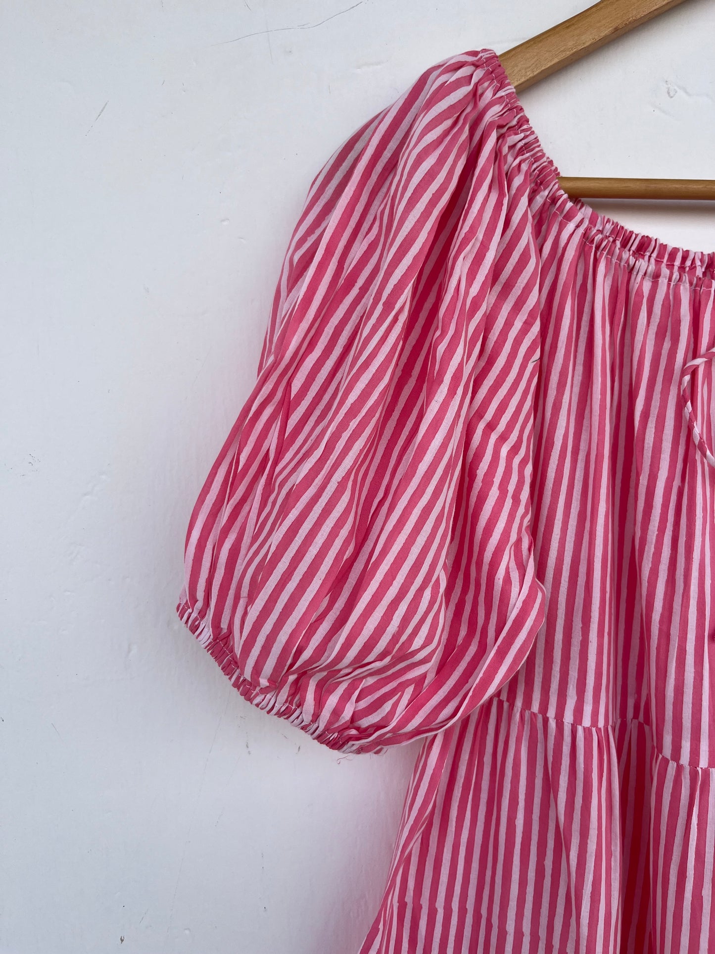 Pink Stripe Cotton Maxi Dress | Boho Summer Tiered Dress | Lightweight Vacation Dress