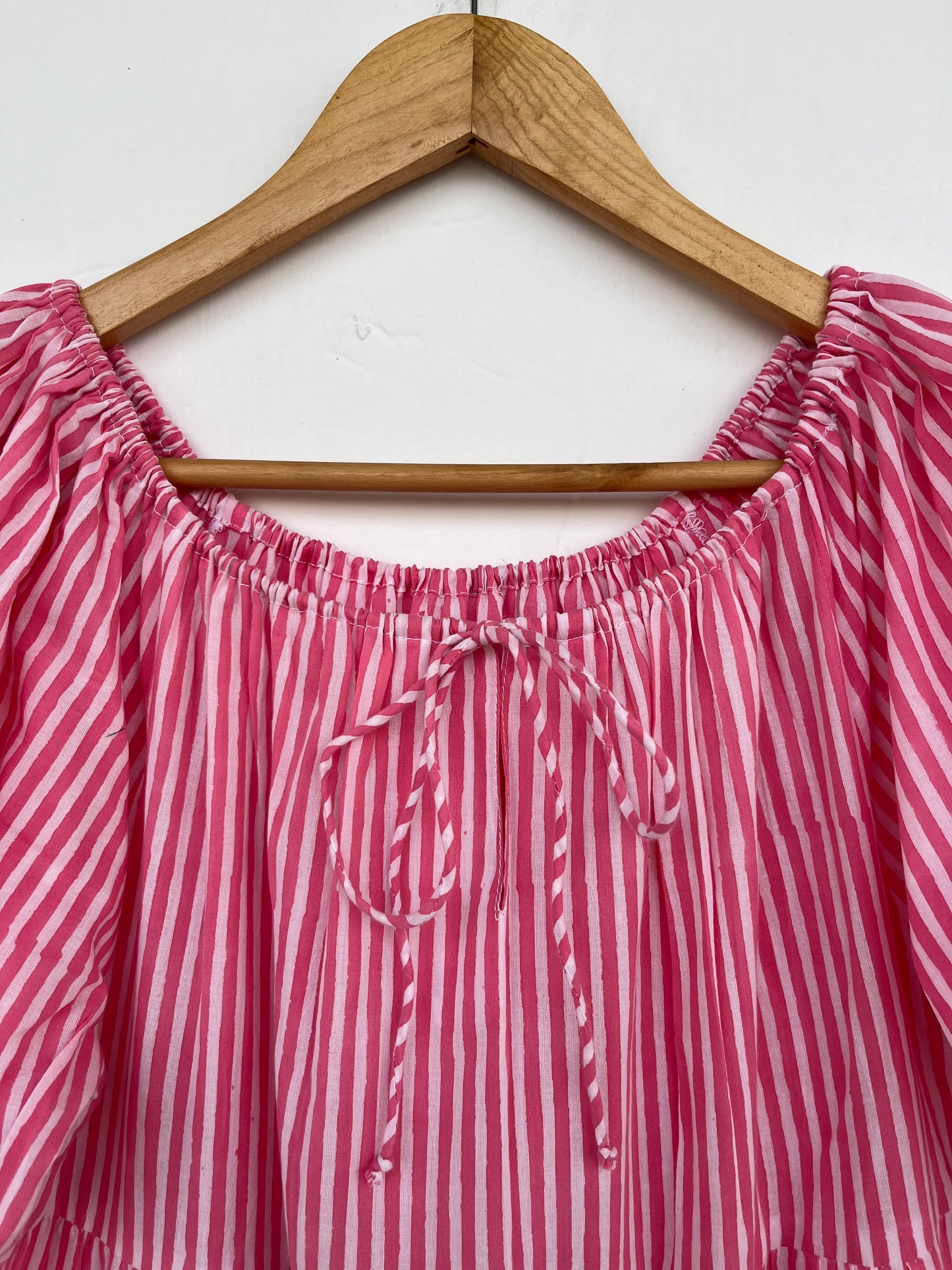 Pink Stripe Cotton Maxi Dress | Boho Summer Tiered Dress | Lightweight Vacation Dress