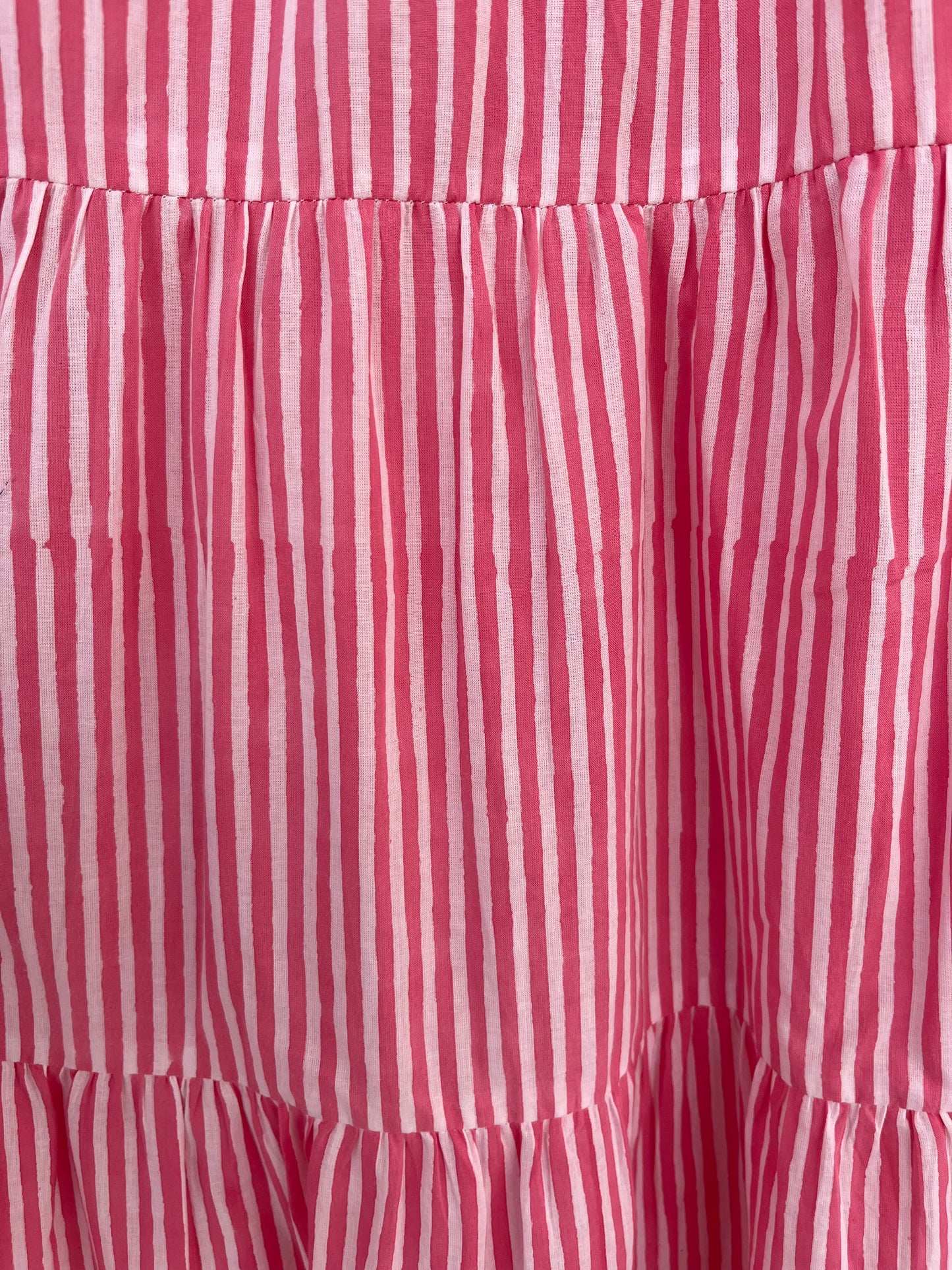 Pink Stripe Cotton Maxi Dress | Boho Summer Tiered Dress | Lightweight Vacation Dress