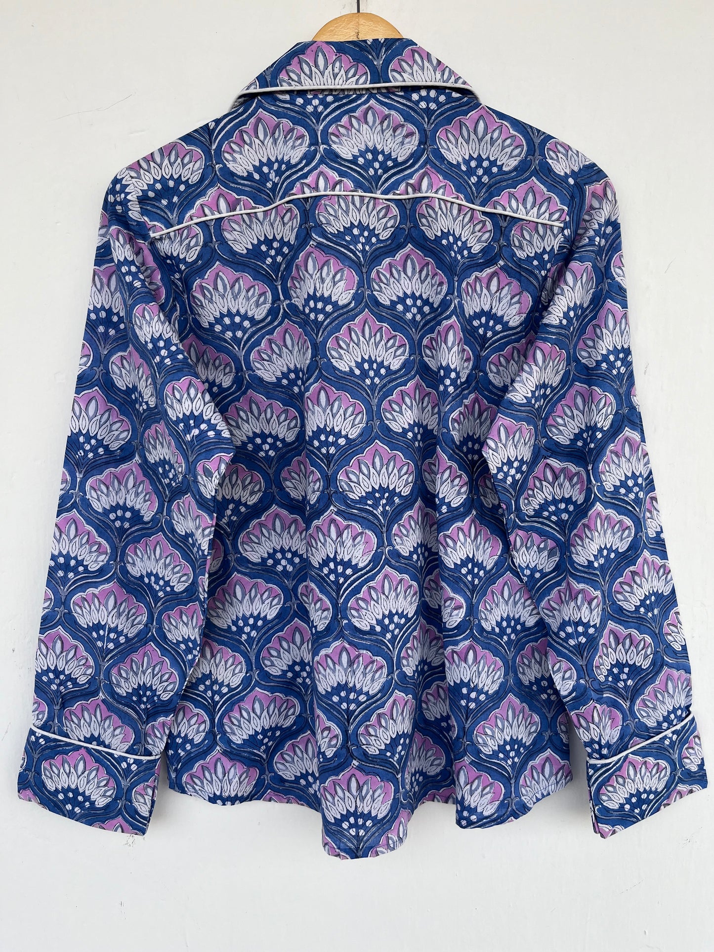 Blue Floral Sleepwear Set | Soft Cotton Night Suit | Button Down Shirt Pants