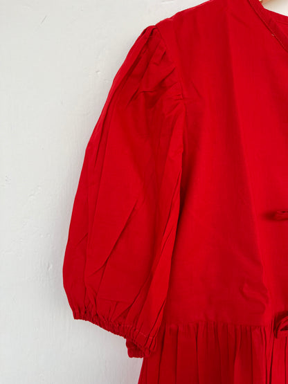 Red Cotton Summer Blouse | Boho Summer Top | Breathable Cotton Shirt