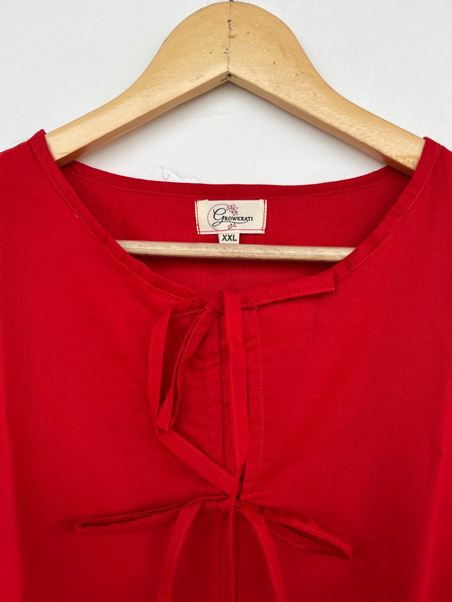 Red Cotton Summer Blouse | Boho Summer Top | Breathable Cotton Shirt