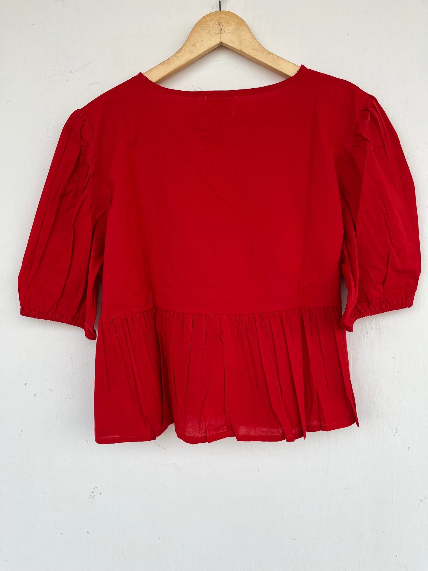 Red Cotton Summer Blouse | Boho Summer Top | Breathable Cotton Shirt