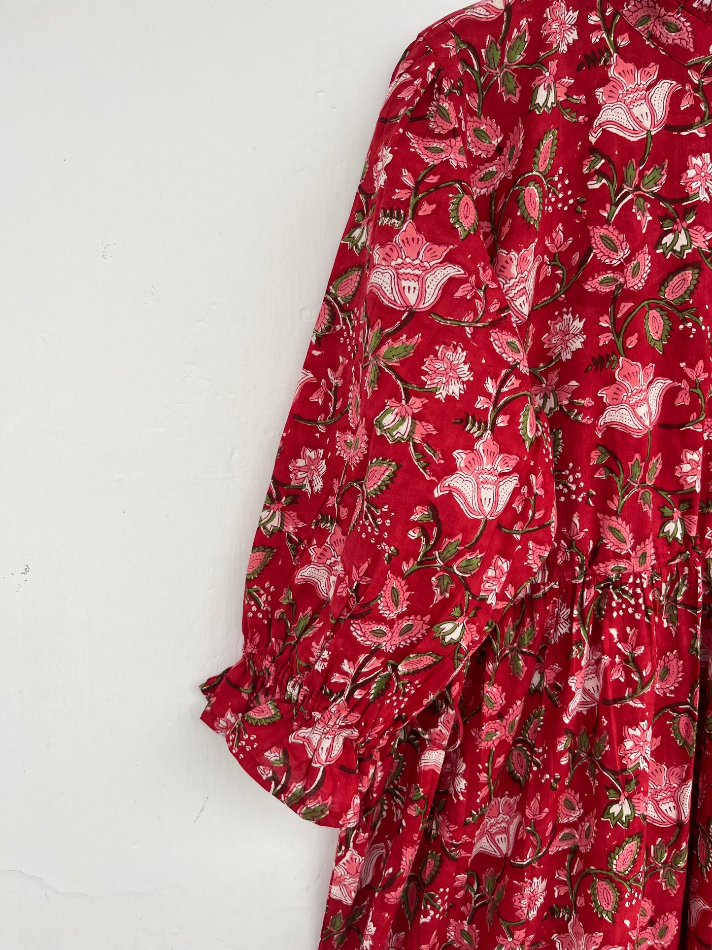 Red Floral Partywear Summer Dress | Soft Cotton Long Maxi | Ladies Holiday Wear