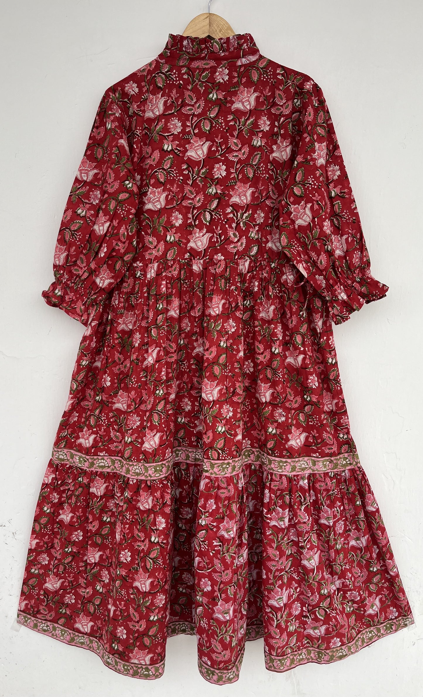 Red Floral Partywear Summer Dress | Soft Cotton Long Maxi | Ladies Holiday Wear