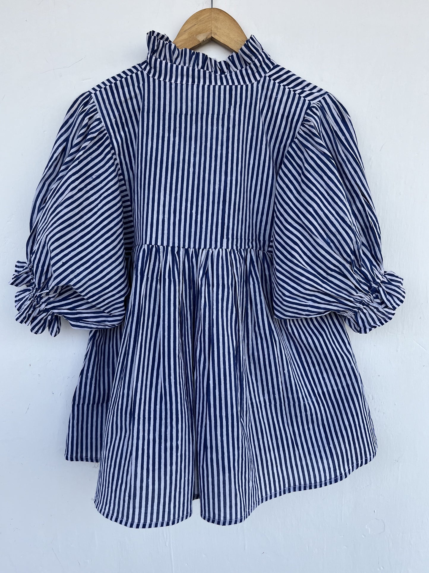 Blue Stiped Pure Cotton Blouse | Summer Top | Ladies Office Wear