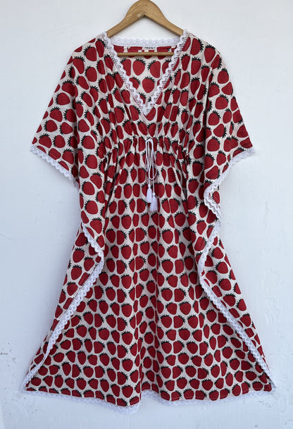 Women Beach Cover Up | Cotton Kaftan Dress | Lightweight Resort Wear