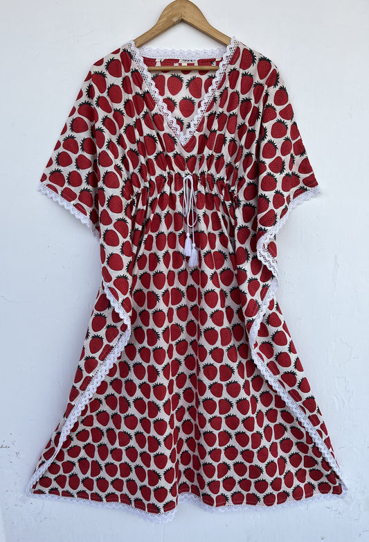 Women Beach Cover Up | Cotton Kaftan Dress | Lightweight Resort Wear