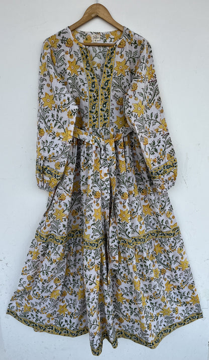 Womens Boho Dress | Summer Vacation Cotton Dress | Block Print Dress