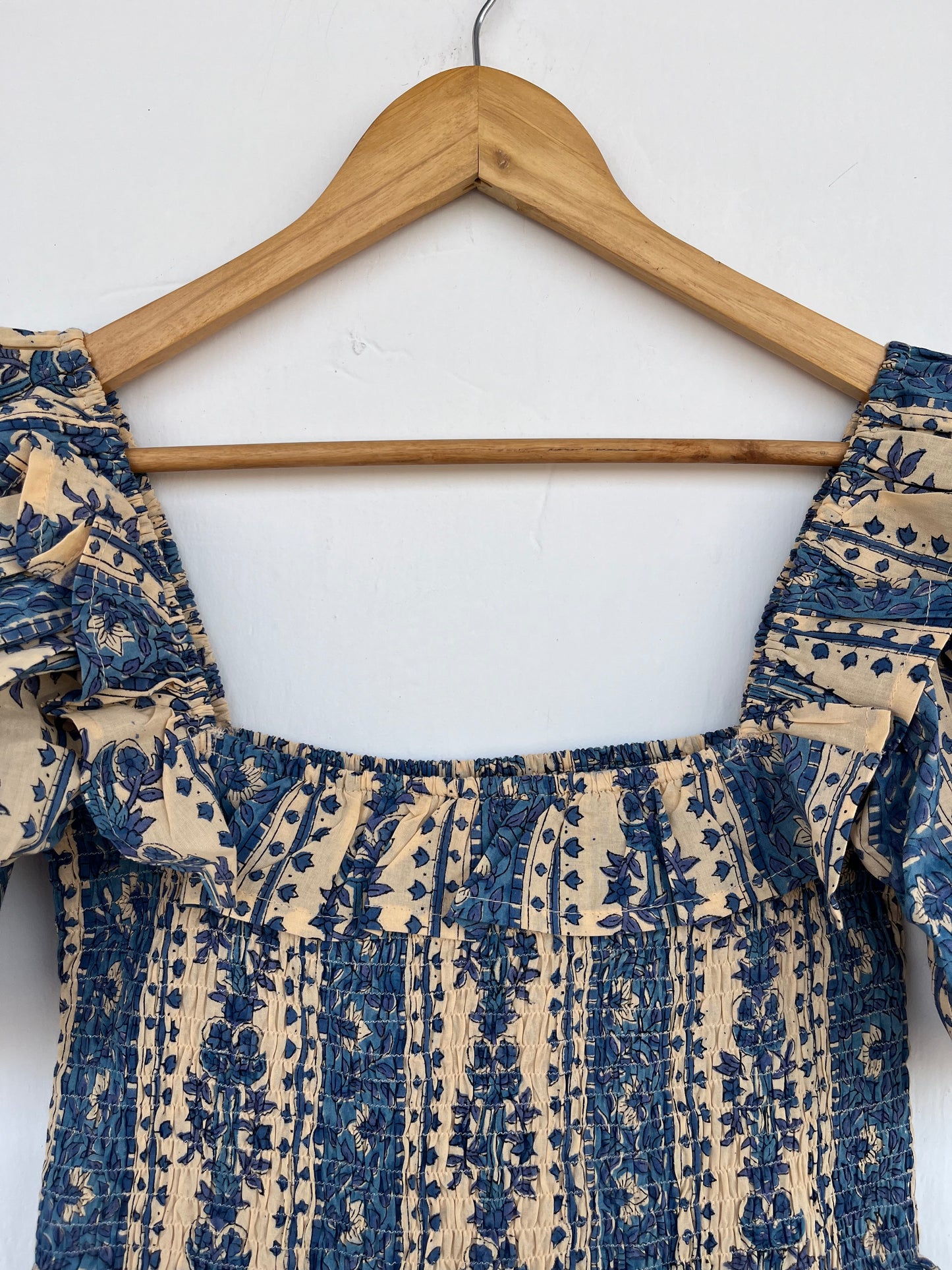 Smocked Bodice Boho Dress | Pure Cotton Picnic Holiday Long Maxi