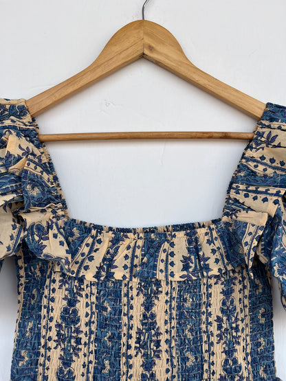 Smocked Bodice Boho Dress | Pure Cotton Picnic Holiday Long Maxi