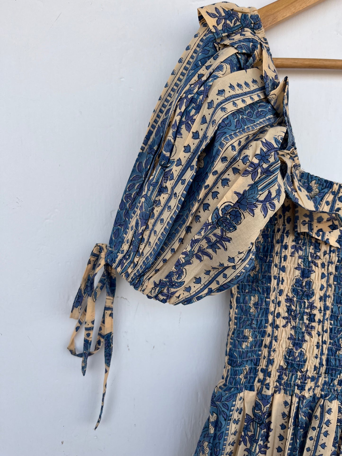 Smocked Bodice Boho Dress | Pure Cotton Picnic Holiday Long Maxi