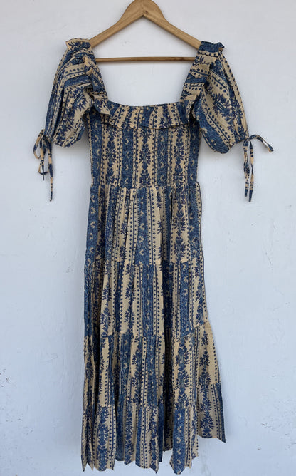 Smocked Bodice Boho Dress | Pure Cotton Picnic Holiday Long Maxi