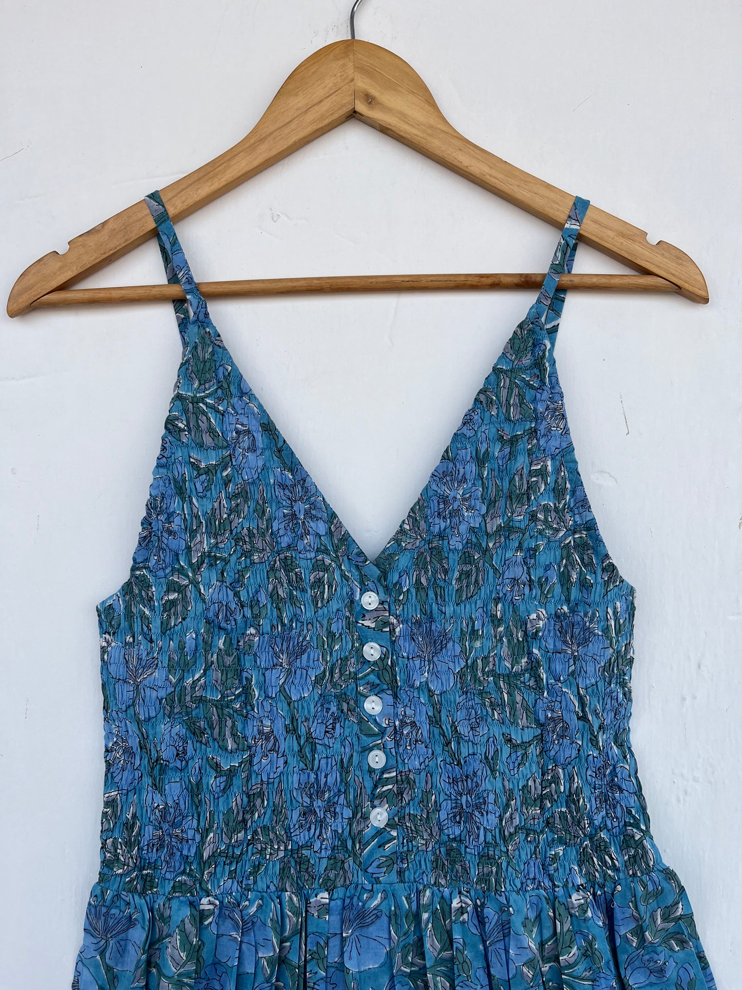 Spaghetti Strap Summer Dress | Spaghetti Strap Summer Dress Blue Floral Cotton | Floral Beachwear