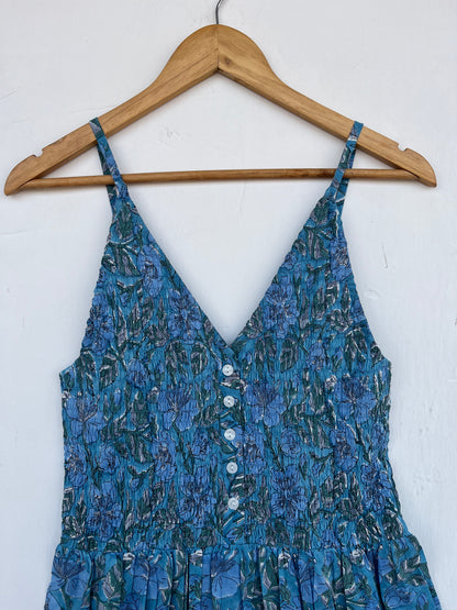 Spaghetti Strap Summer Dress | Spaghetti Strap Summer Dress Blue Floral Cotton | Floral Beachwear