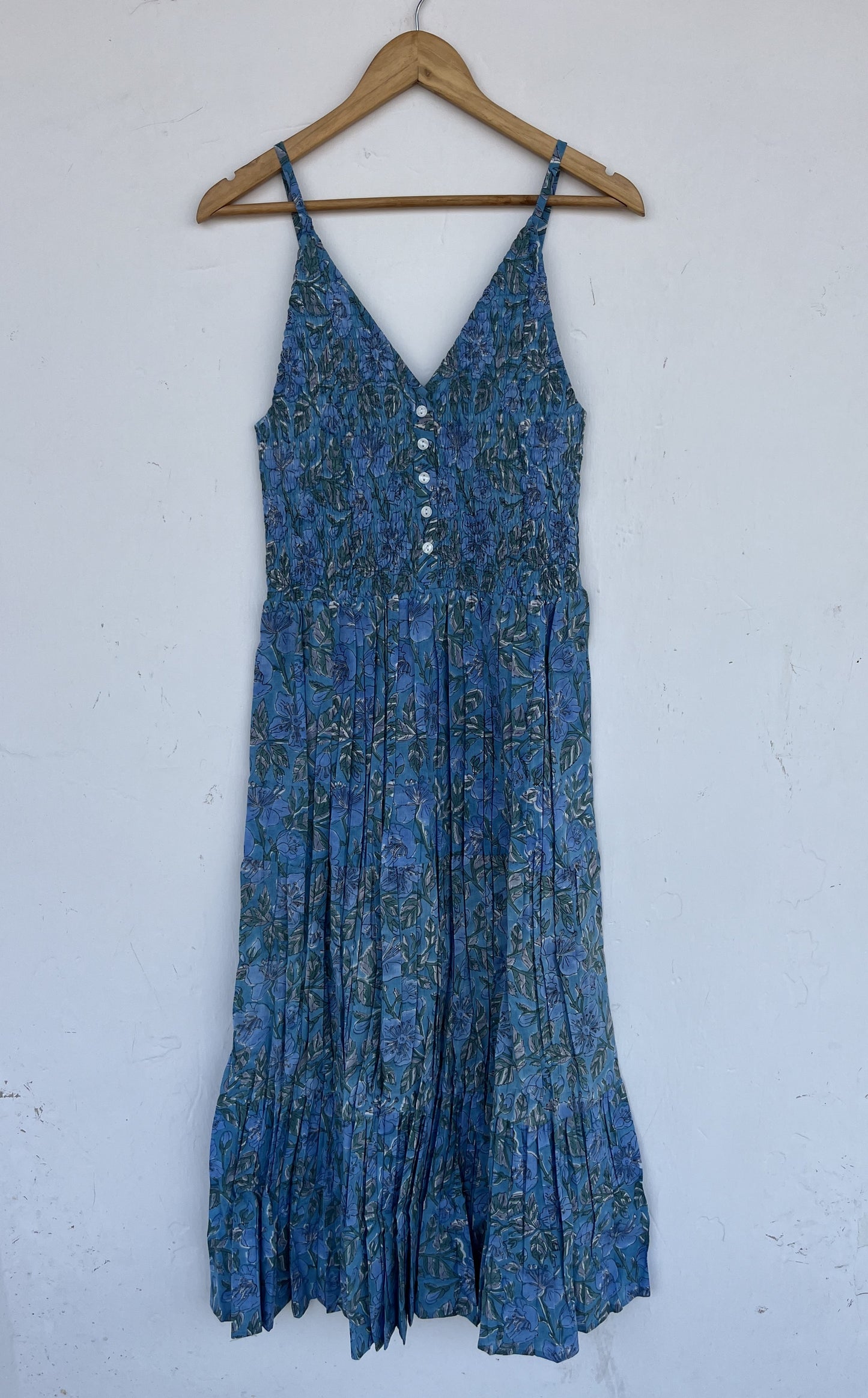 Spaghetti Strap Summer Dress | Spaghetti Strap Summer Dress Blue Floral Cotton | Floral Beachwear