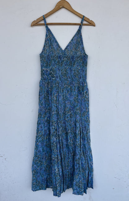 Spaghetti Strap Summer Dress | Spaghetti Strap Summer Dress Blue Floral Cotton | Floral Beachwear