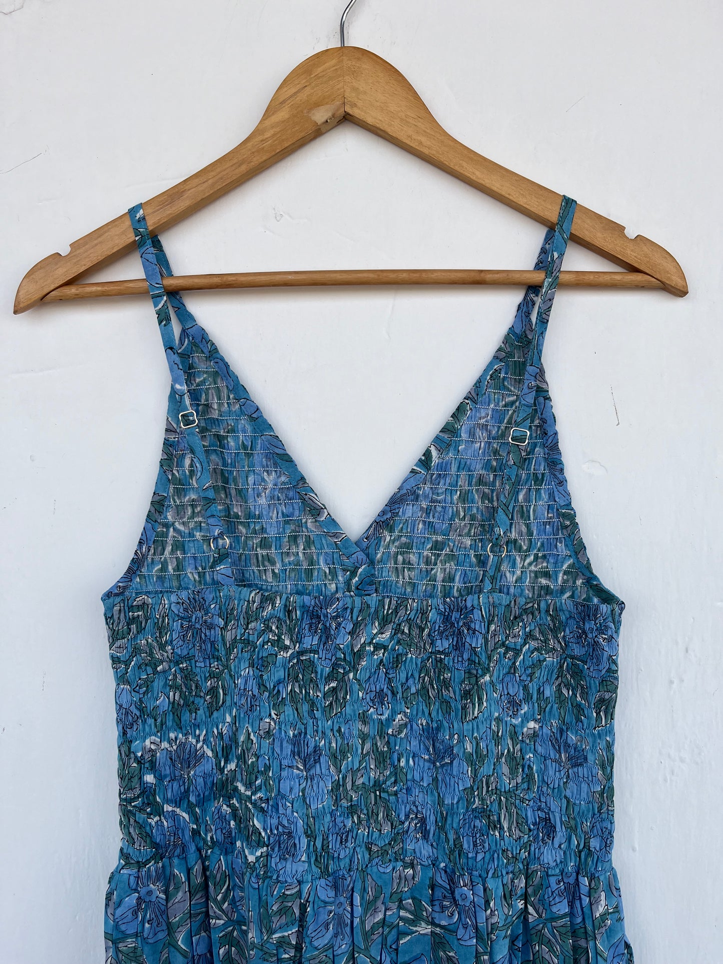 Spaghetti Strap Summer Dress | Spaghetti Strap Summer Dress Blue Floral Cotton | Floral Beachwear