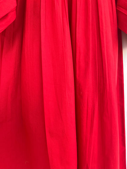 Solid Red Cotton Maxi Long Dress