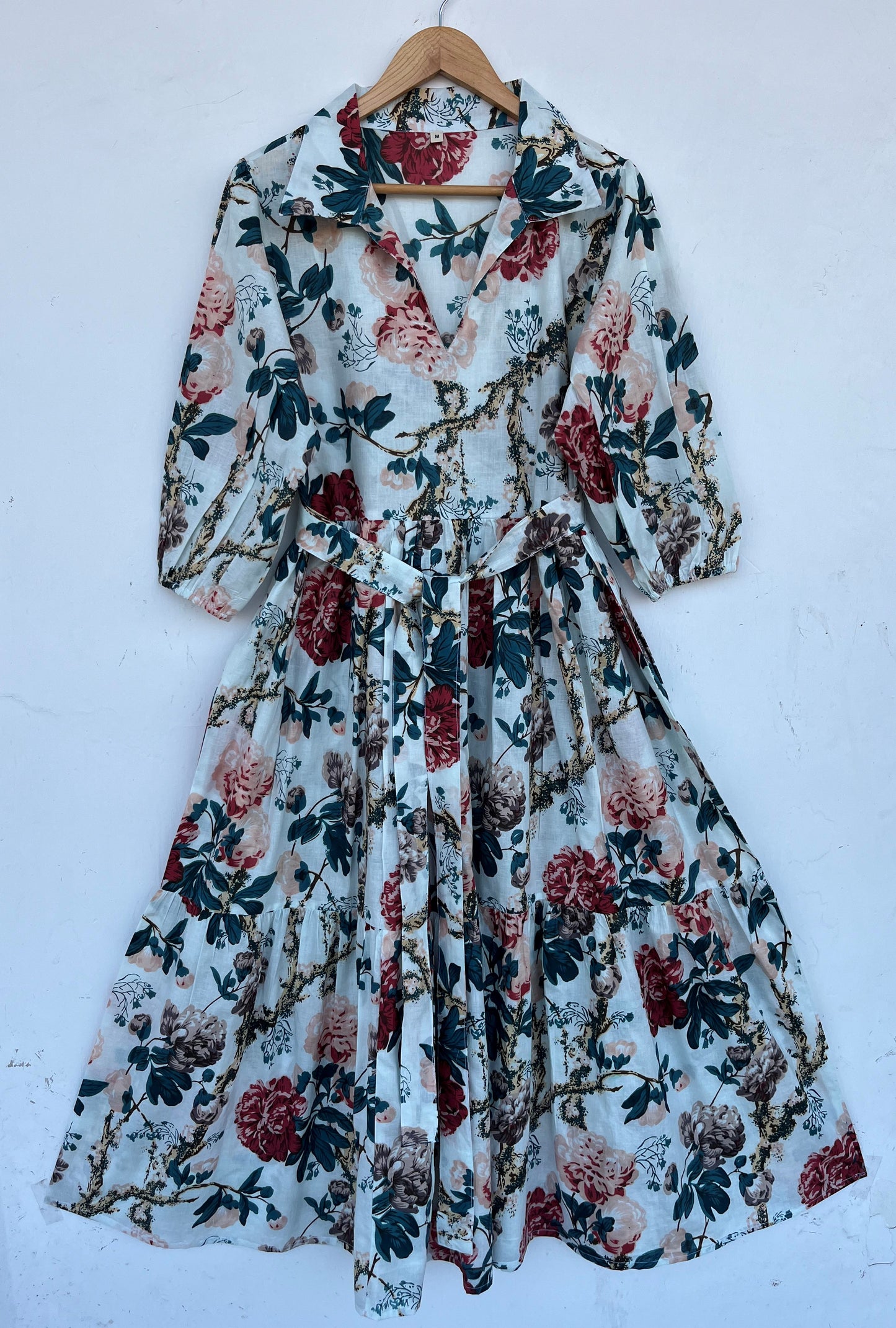 Vintage Inspired Belted Summer Dress | Floral Cotton Boho Vacation Dress for Women