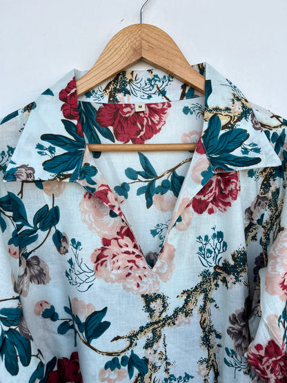 Vintage Inspired Belted Summer Dress | Floral Cotton Boho Vacation Dress for Women