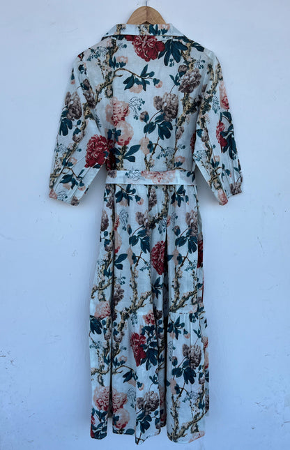 Vintage Inspired Belted Summer Dress | Floral Cotton Boho Vacation Dress for Women