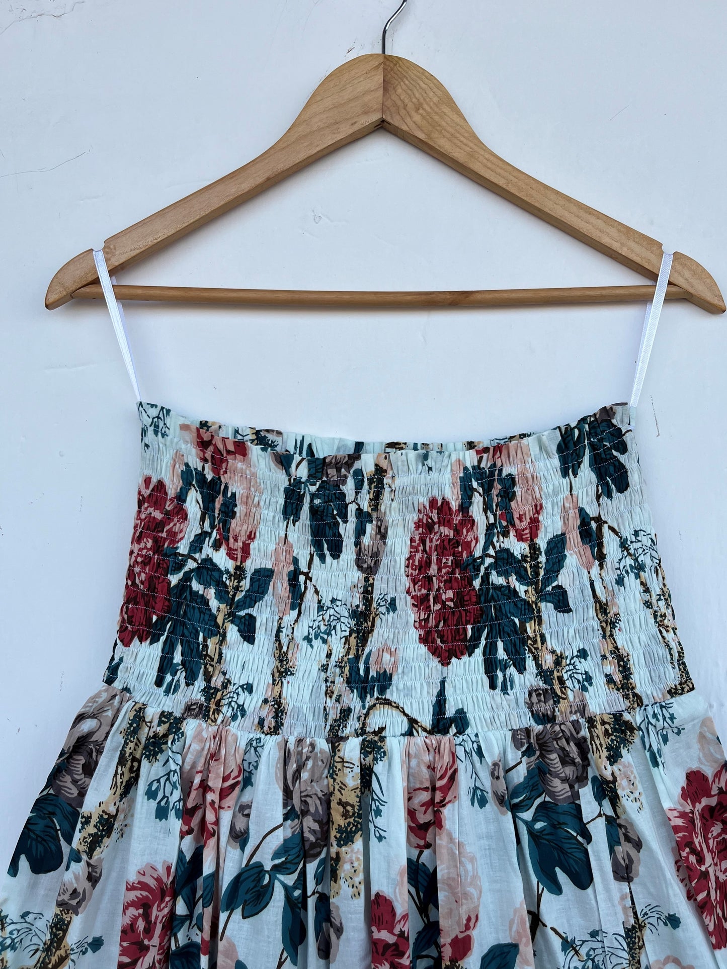 Smocked Waist A Line Floral Maxi Skirt | Breathable Cotton Gypsy Skirt